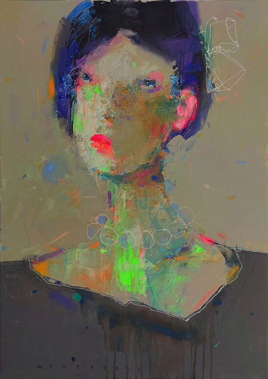 Vibrant expressionist oil painting by Viktor Sheleg - Young maiden