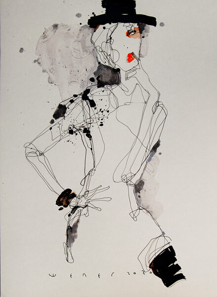 "Lady 18" 40X30 cm. cardboard, ink 